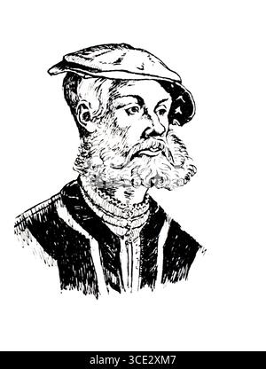 Kopfschmuck in Deutschland während der Reformation, um 1520, Baskenmütze und Gelehrtenmütze, historische, authentische, digital restaurierte Reproduktion eines Modells aus dem 19. Jahrhundert, Rekorddatum nicht angegeben Stockfoto