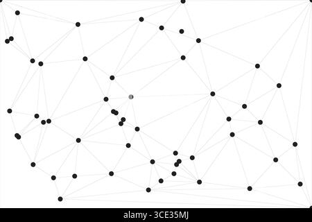 Hintergrund der globalen Netzwerkverbindung für Bannerdesign. Abstrakter Zeilenhintergrund mit verbindenden Punkten und Linien. Netzwerk, das Punktpolygon Social verbindet Stock Vektor
