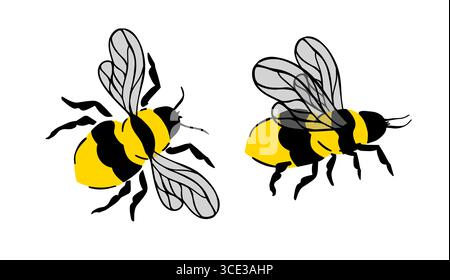 Niedliche Biene Vektor, Bienen Kinder Vektor, Honey Biene Vektor, Bienen Cartoon Bild. Handgezeichnet. Nicht AI, Vektorillustration Stock Vektor