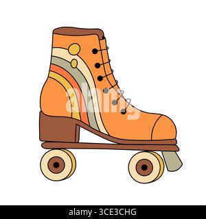 Rollschuhe Linie Hand gezeichnete Vektor-Illustration. Hipster-Style im Retro-Look mit Rollen Stock Vektor