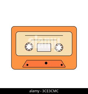 y2k-Audiokassette mit Vintage-Musik. Gutes Vibes-Konzept. Retro 70er 80er 90er Jahre Vektorillustration. Stock Vektor