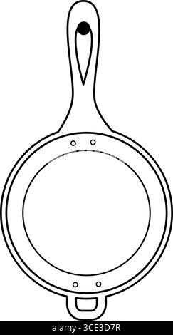 Handgezeichnete Bratpfanne auf Nagel an der Wand Aufkleber Symbol Piktogramm minimalistisches Designelement. Isolierte Vektor-Illustration Aufkleber Icon Lebensmittel-bezogene Inhalte oder Menükarten, Preisschild, Flugblätter Stock Vektor