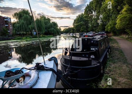 River Lee Navigation, Lea Valley, Stratford, London Borough of Newham, London, England, Großbritannien Stockfoto