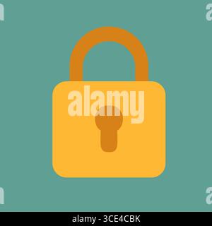 Ein gelbes Vorhängeschloss symbolisiert Sicherheit, Schutz und Privatsphäre. Ideal für digitale oder gedruckte Anwendungen, die Online-Sicherheit und Identitätsprofis fördern Stockfoto
