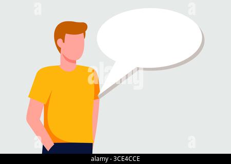 Abbildung einer Person mit Sprechblase, die Kommunikation repräsentiert Stockfoto