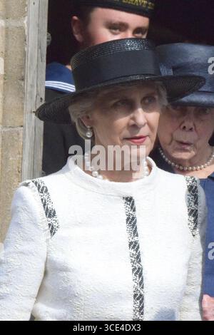 BURY-ST-EDMONDS, SUFFOLK, 15. August 2025, HRH der Duke of Gloucester nimmt an einem Gottesdienst zum 80. Jahrestag des VJ Day in der St. Mary’s Church in Bur-St-Edmonds Teil Stockfoto