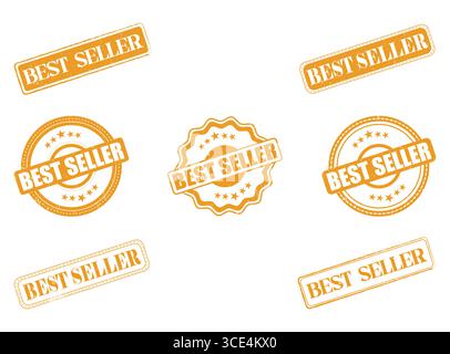 Eine Sammlung von Bestseller-Gummistempeln und -Dichtungen Stock Vektor