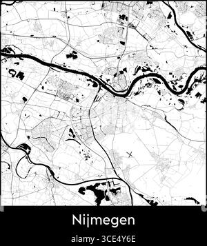 Stadtplan Nijmegen, Niederlande - Poster der topographischen Vektorkarte Stock Vektor