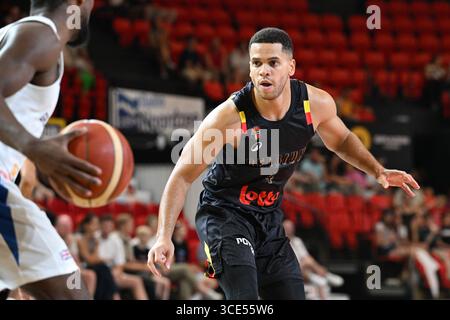 Charleroi, Belgien. August 2025. Der Belgier Emmanuel Manu Lecomte wurde während eines Basketballspiels zwischen der belgischen Nationalmannschaft Belgische Lions und Großbritannien am Freitag, den 15. August 2025 in Oostende in einem Freundschaftsturnier dargestellt. BELGA PHOTO MAARTEN STRAETEMANS Credit: Belga News Agency/Alamy Live News Stockfoto