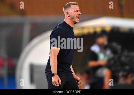 Lecce, Italien. August 2025. Ignazio Abate reagiert auf das 32. Red Arrow Fußball-Spiel zwischen US Lecce und SS Juve Stabia im Via del Mare Stadion in Lecce, Italien, Freitag, den 15. August 2025. (Bild: © Giovanni Evangelista/LaPresse) Bild: LaPresse/Alamy Live News Stockfoto