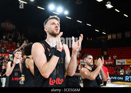Charleroi, Belgien. August 2025. Der Belgier Andy Vanvliet wurde nach einem Basketballspiel zwischen der belgischen Nationalmannschaft Belgische Lions und Großbritannien am Freitag, den 15. August 2025 in Oostende in einem Freundschaftsturnier dargestellt. BELGA PHOTO MAARTEN STRAETEMANS Credit: Belga News Agency/Alamy Live News Stockfoto