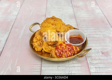 Knusprige Flügel mit koreanischer Paprikensauce, lebhaft würzig mit leicht süßen Noten Stockfoto