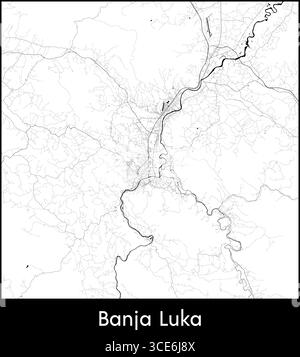 Banja Luka Stadtkarte, Bosnien und Herzegowina - Topographische Vektorkarte Poster Stock Vektor
