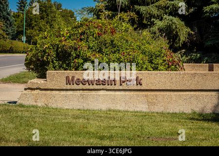 Meewasin Park liegt im River Heights Viertel von Saskatoon. Stockfoto