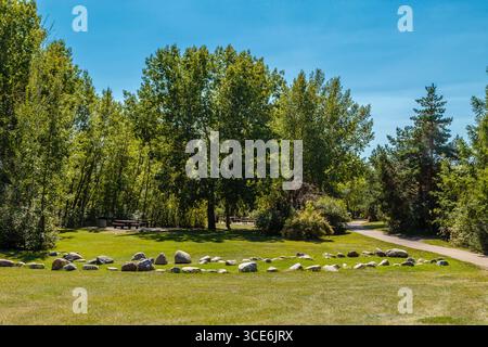 Meewasin Park liegt im River Heights Viertel von Saskatoon. Stockfoto