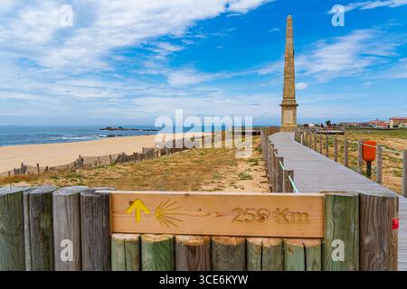 Camino Portugues Coastal Route in Matosinhos, Portugal Stockfoto