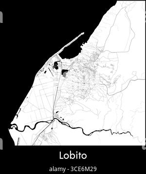 Lobito Stadtkarte, Angola - Topographische Vektorkarte Poster Stock Vektor