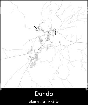 Dundo Stadtkarte, Angola - Topographische Vektorkarte Poster Stock Vektor