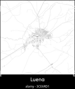 Luena Stadtplan, Angola - Topographische Vektorkarte Poster Stock Vektor