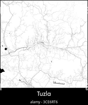 Tuzla Stadtkarte, Bosnien und Herzegowina - Topographische Vektorkarte Poster Stock Vektor