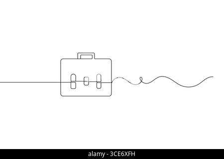 Aktenkoffer Bürotasche durchgehende einzeilige Zeichnung der Umrissvektor-Illustration. Stock Vektor