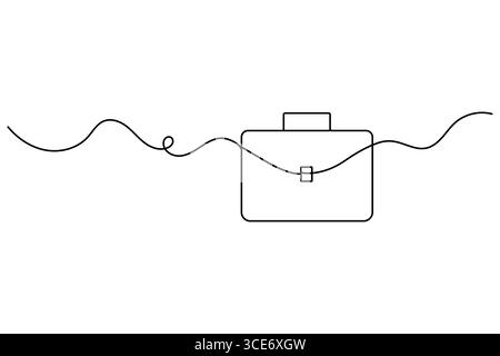 Aktenkoffer durchgehende einzeilige Kunstzeichnung des Vektors isoliert auf weißem minimalistischen Stil Stock Vektor
