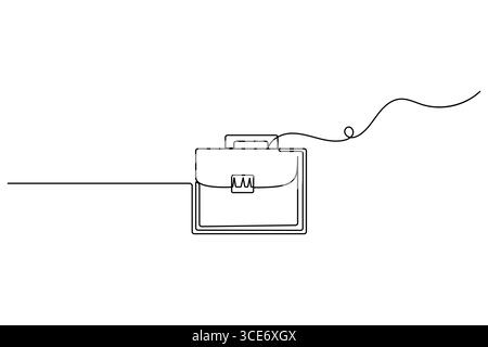Aktenkoffer Bürotasche durchgehende einzeilige Zeichnung der Umrissvektor-Illustration. Stock Vektor