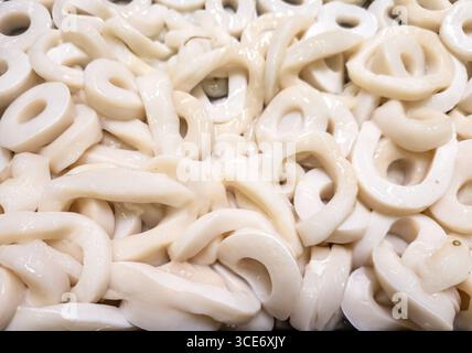 Details von frischen, rohen Tintenfischen Stockfoto
