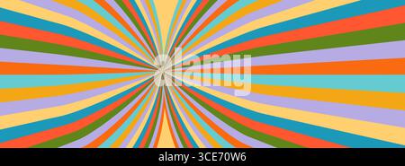 Optische Illusion im Retro-Stil der 90er Jahre mit psychedelisch verzerrtem Gitter. Abstrakter Y2K- und grooviger Y3K-Hintergrund mit Ecklinien in Orange, Petrol, Lavendel Stock Vektor