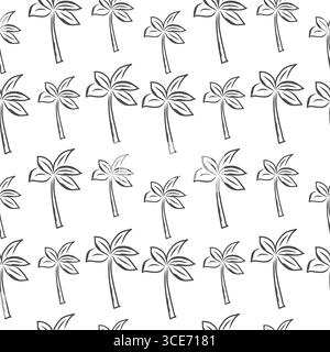 Doodle Retro Sommer Muster.Palmen Vektor nahtloses Design. Stock Vektor