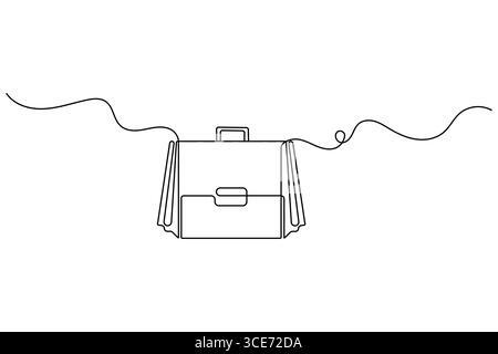 Aktenkoffer Bürotasche durchgehende einzeilige Zeichnung der Umrissvektor-Illustration. Stock Vektor