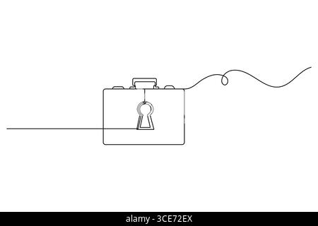 Aktenkoffer Bürotasche durchgehende einzeilige Zeichnung der Umrissvektor-Illustration. Stock Vektor