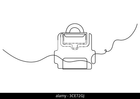 Aktenkoffer Bürotasche durchgehende einzeilige Zeichnung der Umrissvektor-Illustration. Stock Vektor