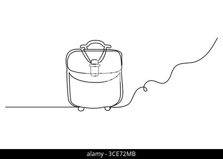 Aktenkoffer Bürotasche durchgehende einzeilige Zeichnung der Umrissvektor-Illustration. Stock Vektor