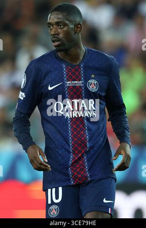 Ousmane Dembele von PSG während des Fußballspiels 2025 zwischen Paris Saint Germain und Tottenham Hotspur im Friaul-Stadion in Udine (Italien), 13. August 2025. Stockfoto