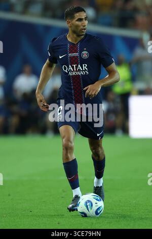 Achraf Hakimi von PSG während des Fußballspiels 2025 zwischen Paris Saint Germain und Tottenham Hotspur im Friaul-Stadion in Udine (Italien), 13. August 2025. Stockfoto
