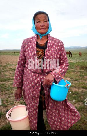 Frau, mongolischen Nomaden, Mongolei Stockfoto