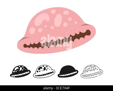 Muschelsymbol. Dekoratives Unterwasser-Unterwasserzeichen am Strand, perfekt für Meeresmotive und tropische Küsten-Dekor. Nautische, unterseeische oder Aquarium exotische Muschelvektorillustration Stock Vektor