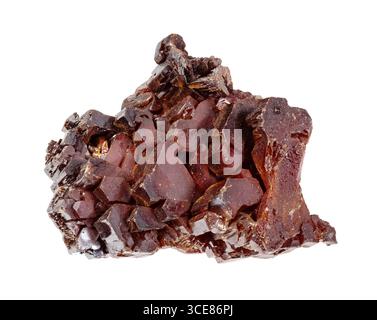 Rohvanadinit-Naturmineralausschnitt auf weißem Hintergrund Nahaufnahme Stockfoto