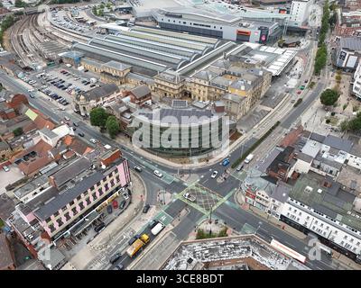Luftaufnahme von Paragon Station, Hull Interchange, Transport Hub, Ferensway, Kingston upon Hull Stockfoto