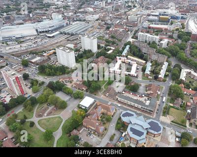 Luftaufnahme von Paragon Station, Hull Interchange, Transport Hub, Ferensway, Kingston upon Hull Stockfoto