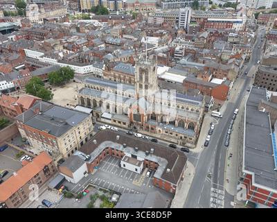 areal Views of Hull Minster ist eine anglikanische Kirche im Zentrum von Hull. Die Kirche hieß Holy Trinity Church. East Riding of Yorkshire, England Stockfoto
