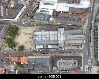 areal Views of Hull Minster ist eine anglikanische Kirche im Zentrum von Hull. Die Kirche hieß Holy Trinity Church. East Riding of Yorkshire, England Stockfoto
