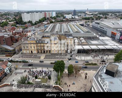 Luftaufnahme von Paragon Station, Hull Interchange, Transport Hub, Ferensway, Kingston upon Hull Stockfoto