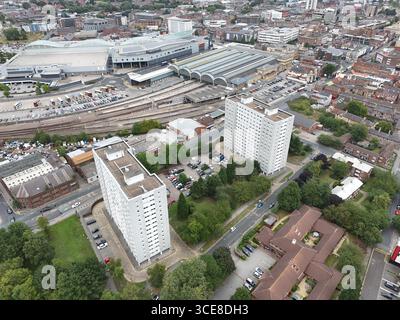 Luftaufnahme von Paragon Station, Hull Interchange, Transport Hub, Ferensway, Kingston upon Hull Stockfoto