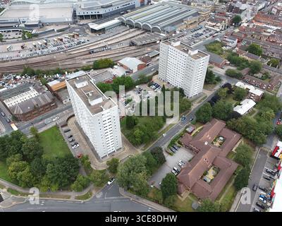 Luftaufnahme von Paragon Station, Hull Interchange, Transport Hub, Ferensway, Kingston upon Hull Stockfoto