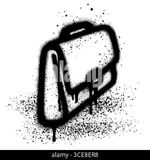 Business Bag Graffiti mit schwarzer Sprühfarbe. Vektorabbildung. Stock Vektor