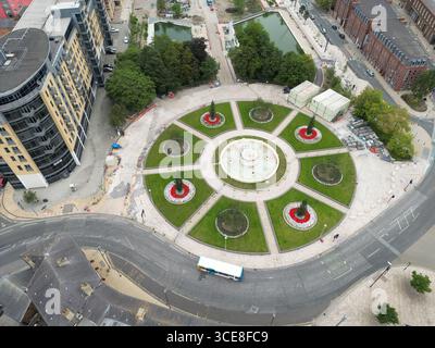 Blick aus der Vogelperspektive auf die Renovierung der Queens Gardens, öffentlicher Stadtpark in Kingston upon Hull Stockfoto