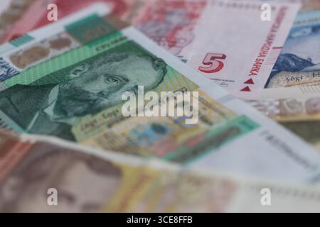 Eine Zusammensetzung bulgarischer Lew-Banknoten Stockfoto