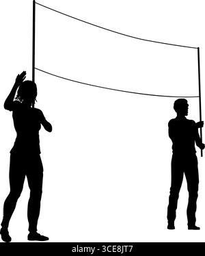 Banner Silhouette protestiert beim Marsch-Rally-Streik Stock Vektor